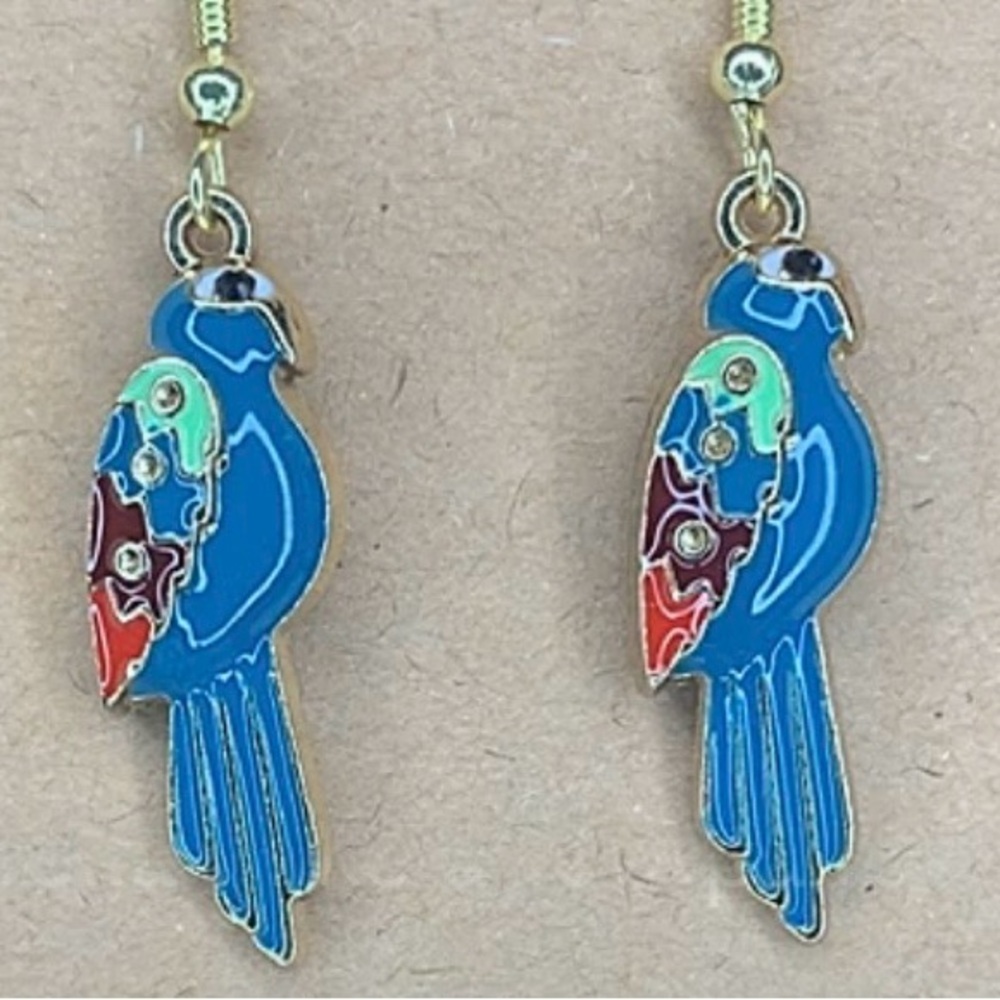 Blue Parrot Drop Earrings